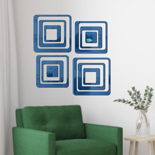 3D Acrylic Mirror Wall Sticker Decoration (blue)