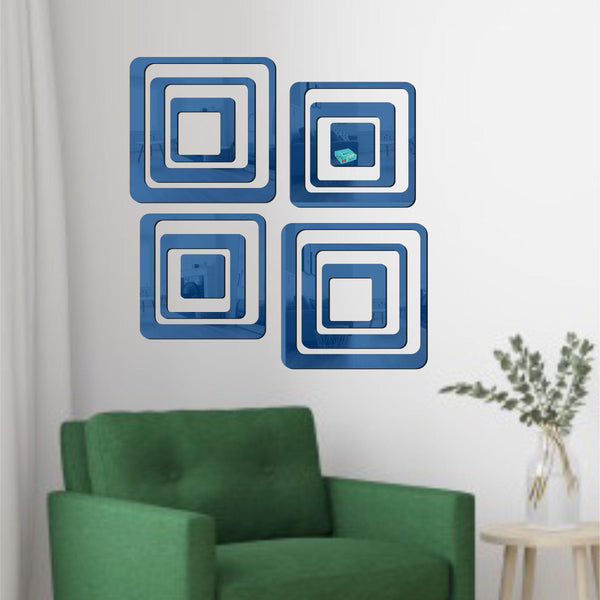 3D Acrylic Mirror Wall Sticker Decoration (blue)