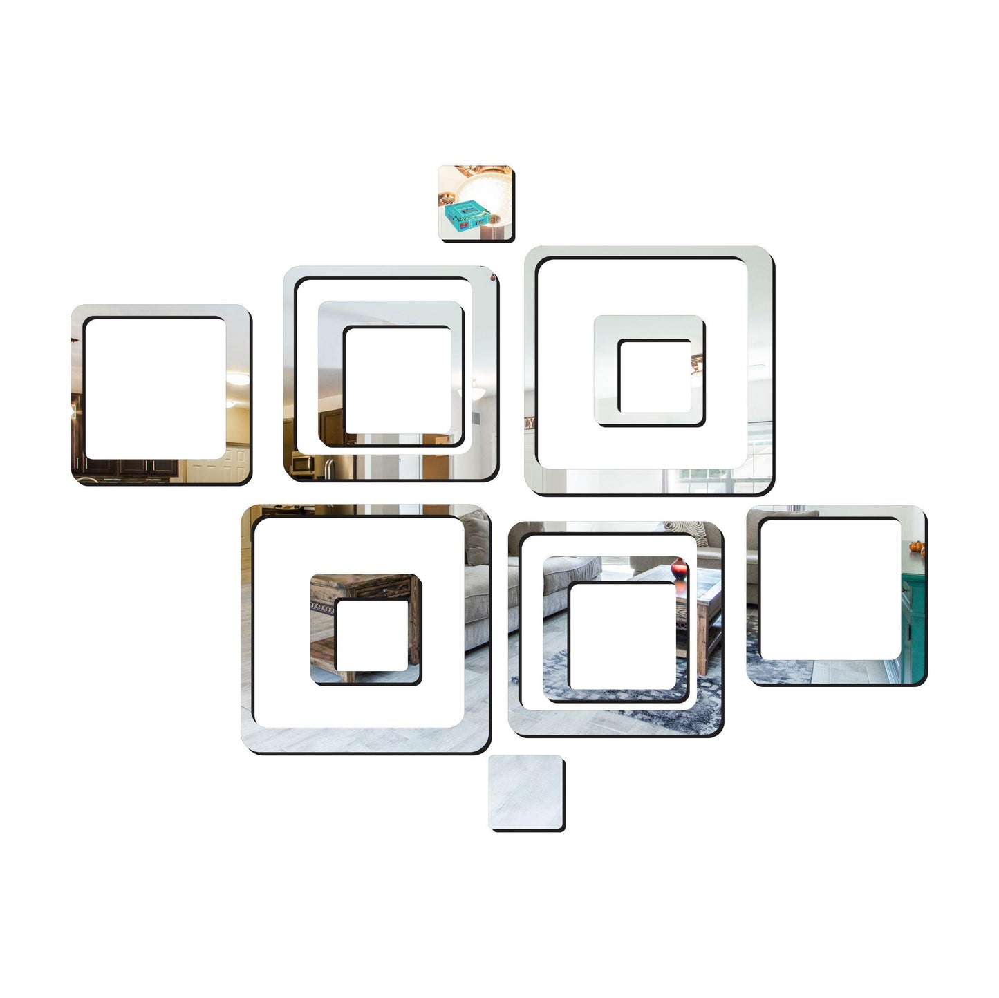 3D Acrylic Mirror Wall Sticker Decoration (silver)