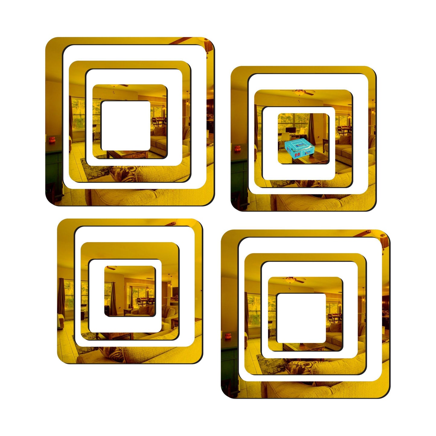 3D Acrylic Mirror Wall Sticker Decoration (gold)