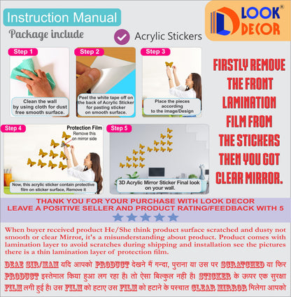 3D Acrylic Mirror Wall Sticker Decoration (gold)