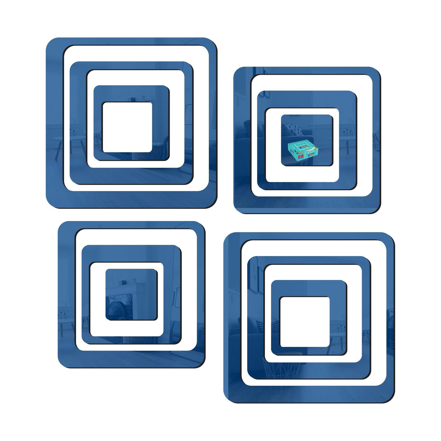 3D Acrylic Mirror Wall Sticker Decoration (blue)