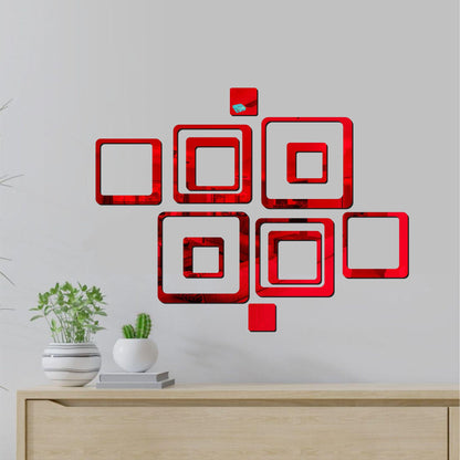 3D Acrylic Mirror Wall Sticker Decoration (Red)